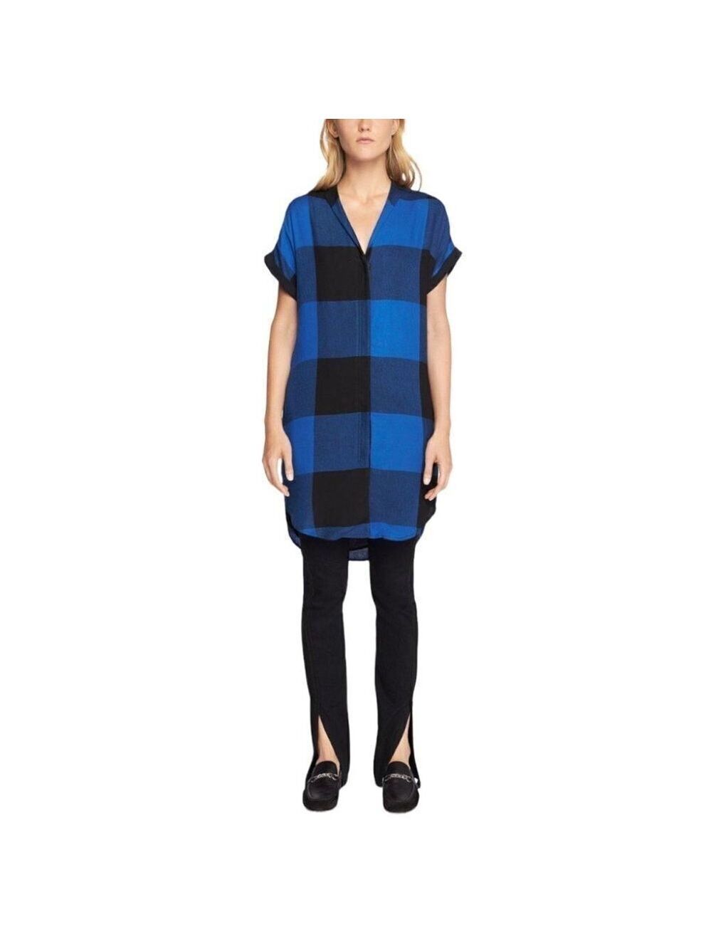 * 𝅺Rag & Bone Cooper Blue Buffalo Check Plaid Shirt Dress Size 6